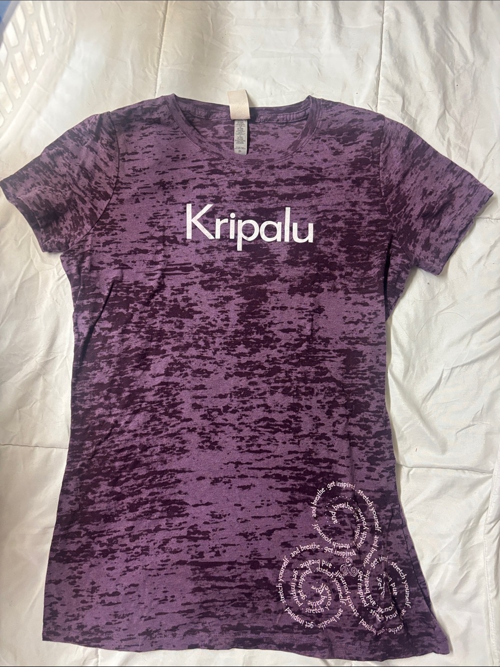 Kripalu Women's Purple Burnout Short Sleeve Logo Tee